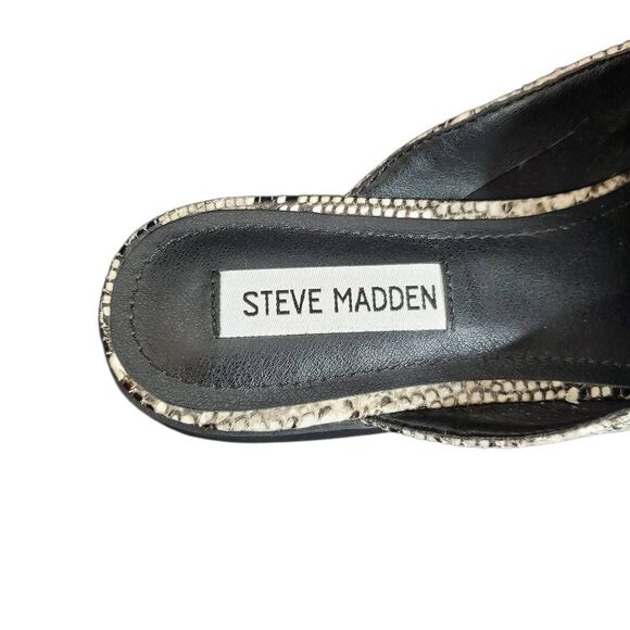 Steve Madden Snakeskin PU Leather Slip-on Kendle Mule Flat Taupe Tan Size 7.5 - Picture 5 of 12